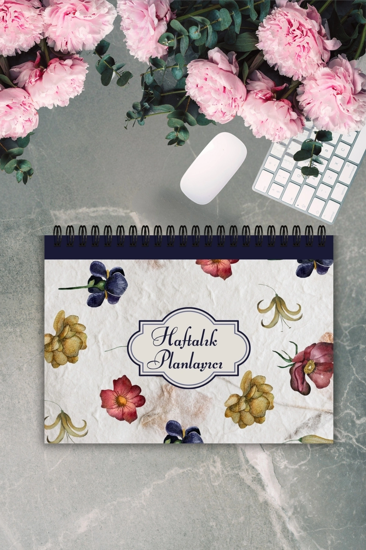 Renkli Çiçekler A5-Haftalık Planlayıcı , Weekly Planner, To Do List-Konsept Not Defteri, Notepad