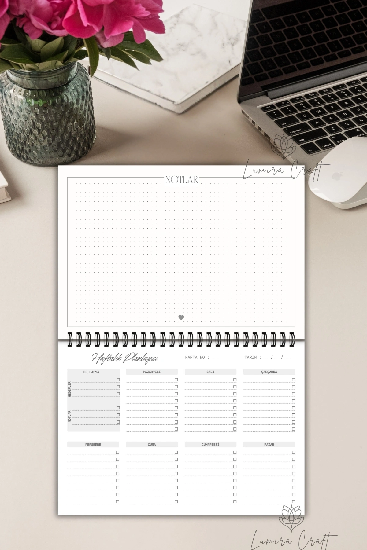 Soft Gökkuşağı A5-Haftalık Planlayıcı , Weekly Planner, To Do List-Konsept Not Defteri, Notepad