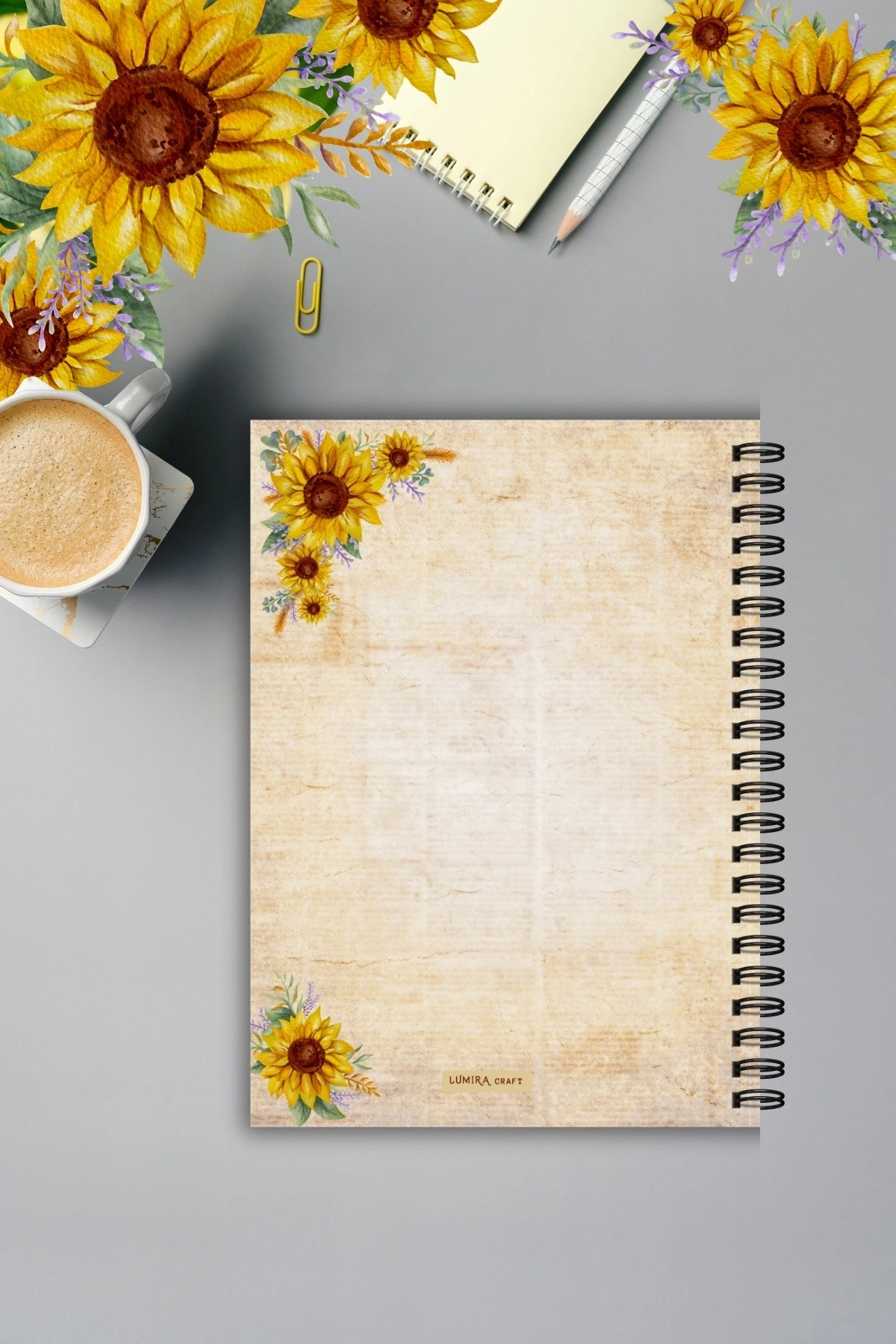 Nostaljik Ayçiçeği Annemin Gizli Tarifleri, Yemek Tarif Defteri, Tel Spiralli A5, Not Defteri