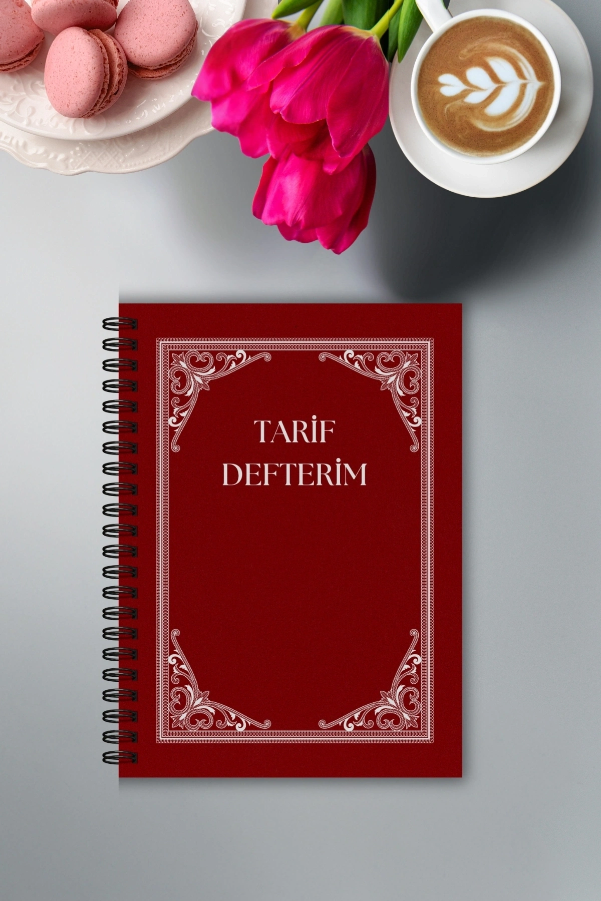 Vintage Tasarım Yemek Tarif Defteri, Şef Defteri, Tel Spiralli A5, Not Defteri, Elegant Recipe Book