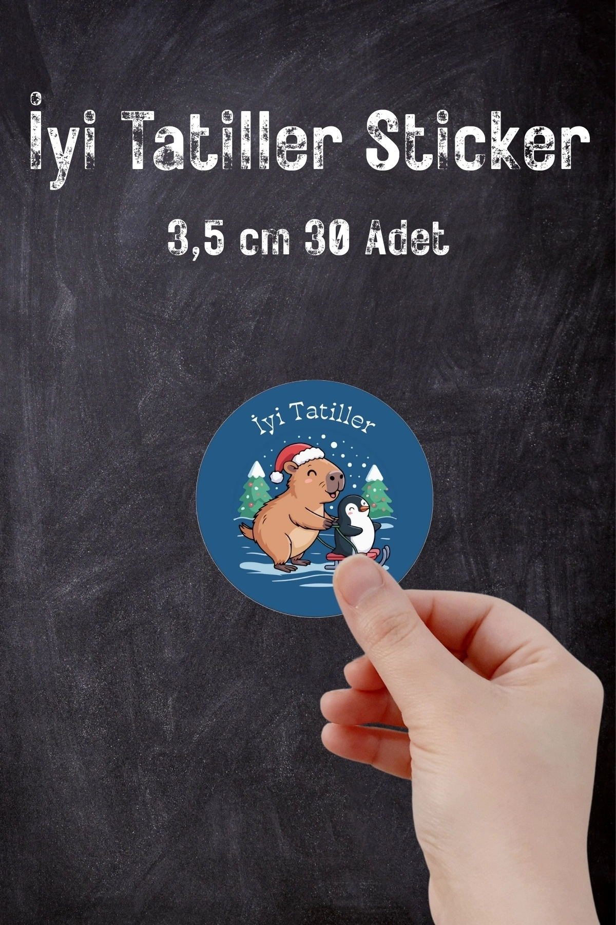 İyi Tatiller Temalı Etiket, 30 Adet 3,5 cm, Karne, Mezuniyet, Hediye Sticker, Öğretmen Etiketi