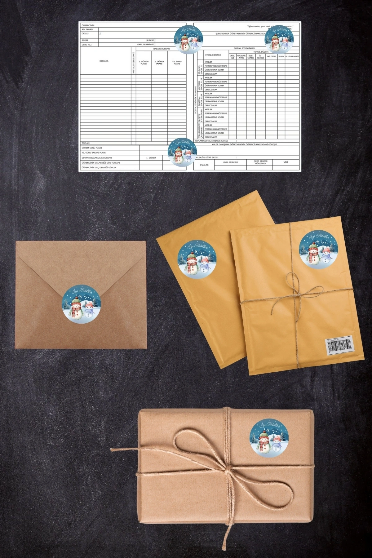 Kardan Adamlar İyi Tatiller Tema Etiket, 30 Adet 3,5 cm, Karne, Mezuniyet, Hediyesi Sticker