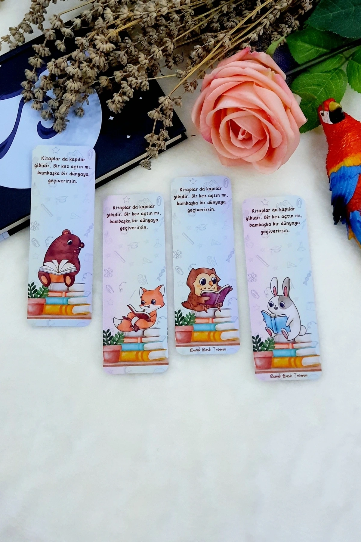 Kitap Okuyorum Temalı Kitap Ayracı (4 Lü Set)