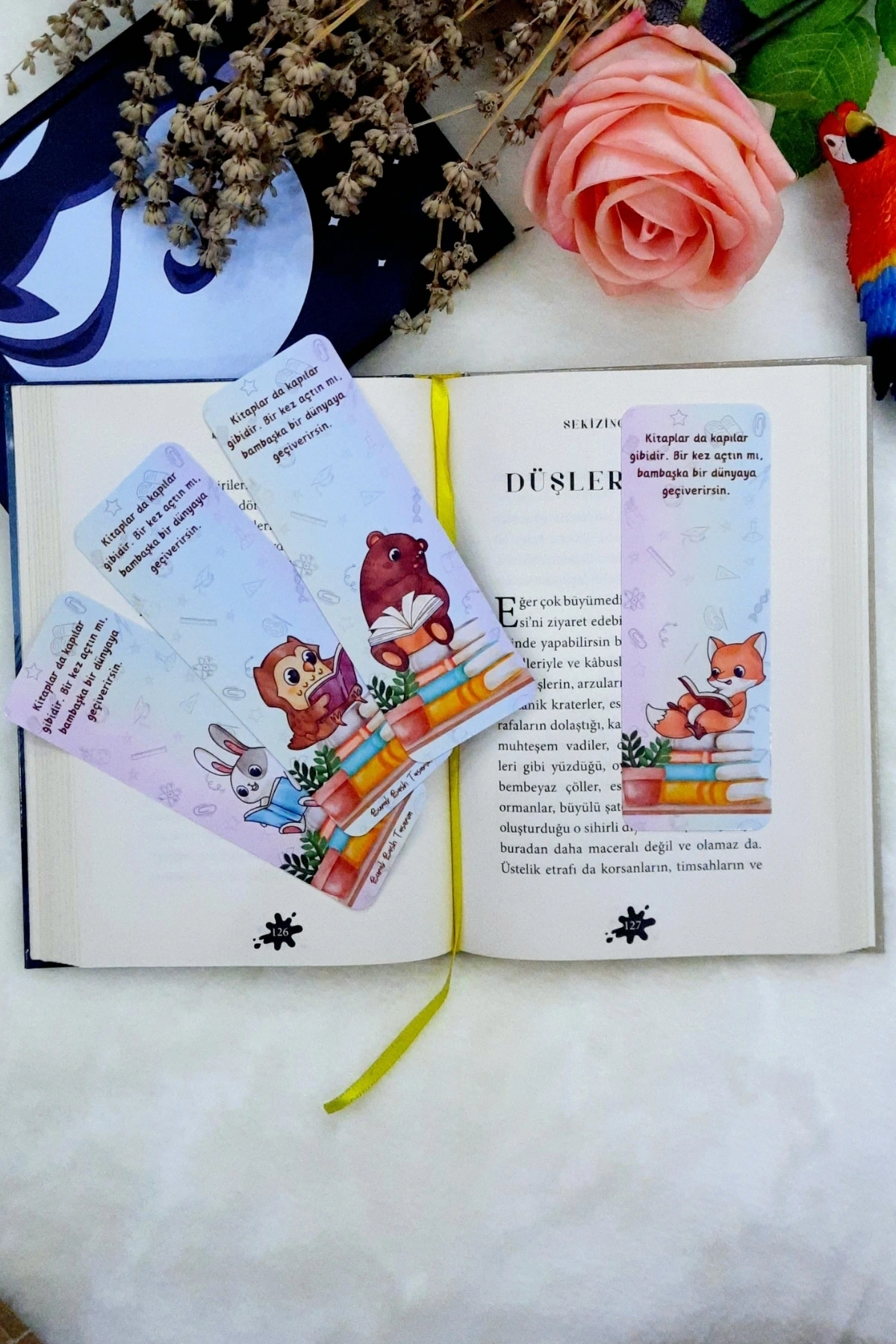 Kitap Okuyorum Temalı Kitap Ayracı (4 Lü Set)