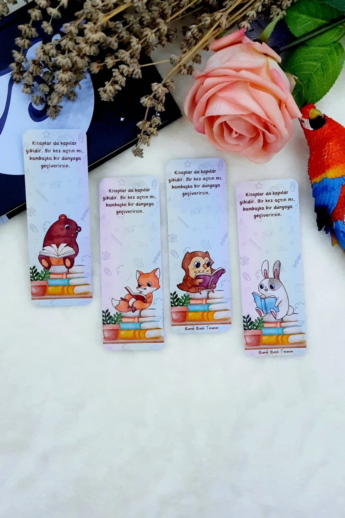 Kitap Okuyorum Temalı Kitap Ayracı (4 Lü Set)