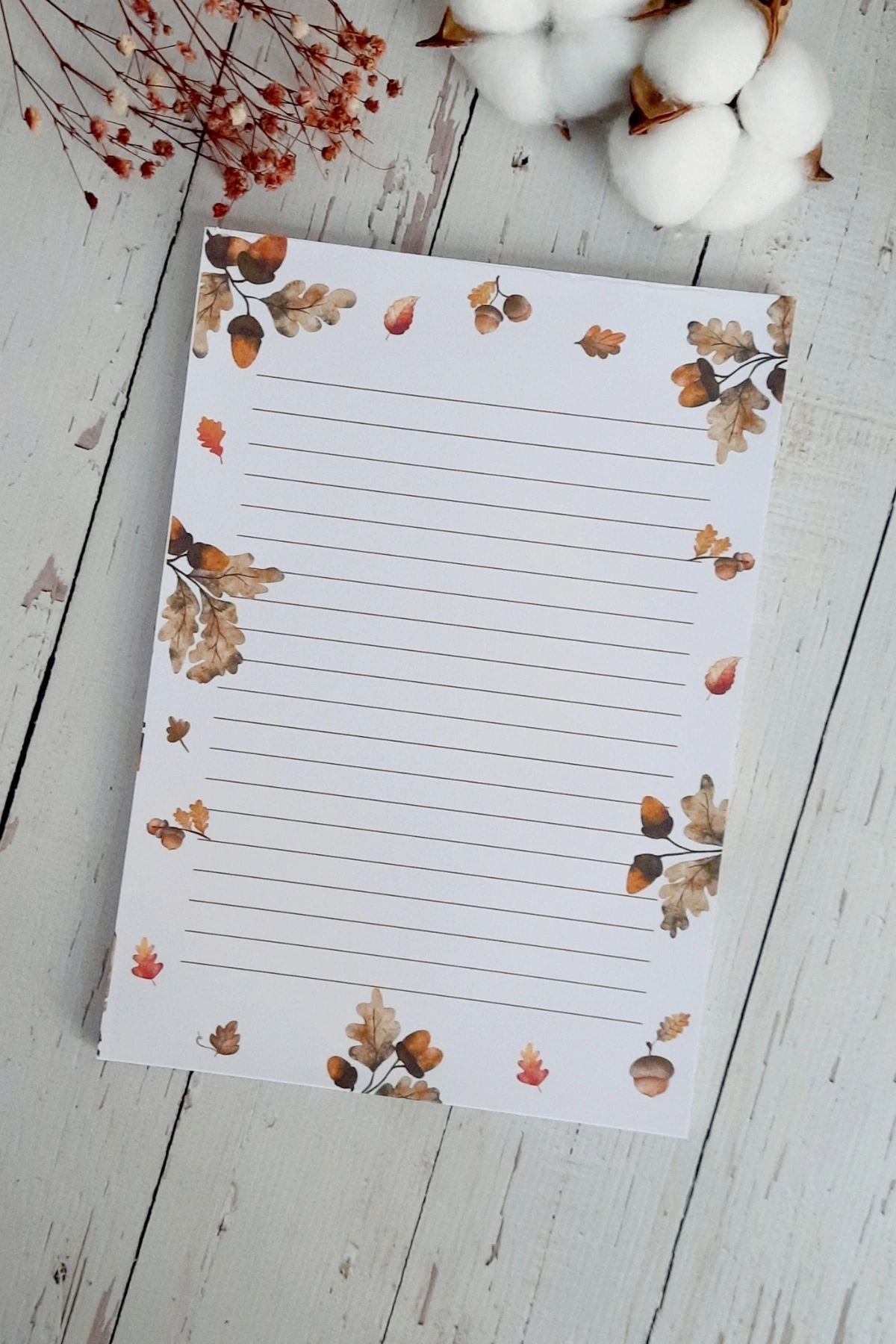 Meşe Palamutu Sonbahar Kış, A5 Notepad, Memopad, Bloknot, Defter, Not Defteri
