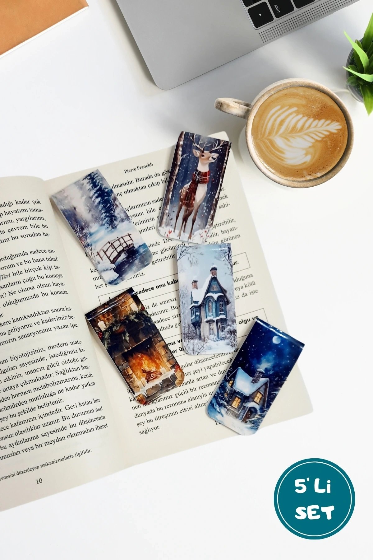 Orman Kış Kar Doğa Mıknatıslı Kitap Ayracı Magnetic Bookmark / 5 Li Set