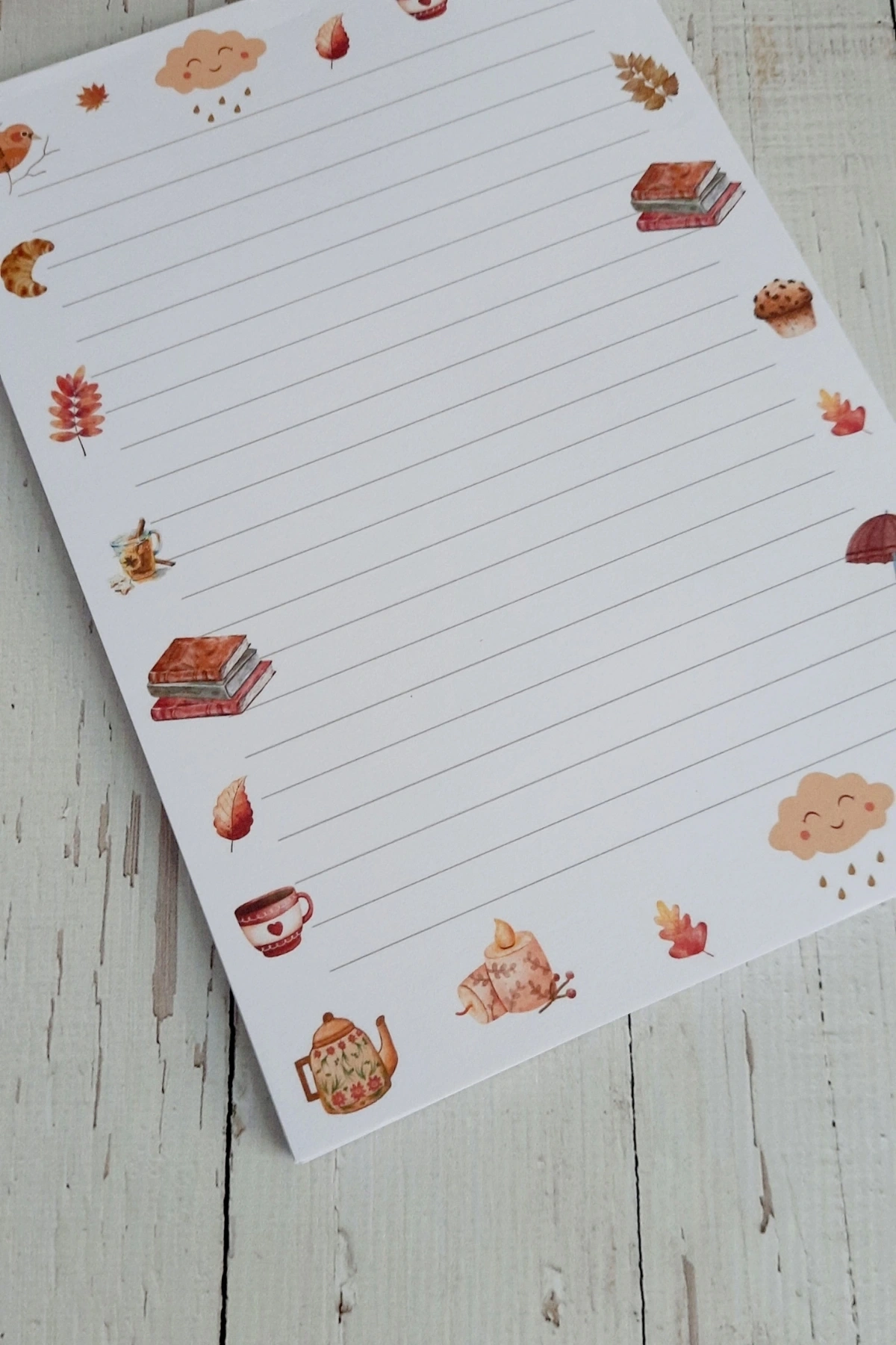 Sonbahar Kış Çizgili A5 Notepad, Memopad, Bloknot, Defter, Not Kağıdı, Not Defteri