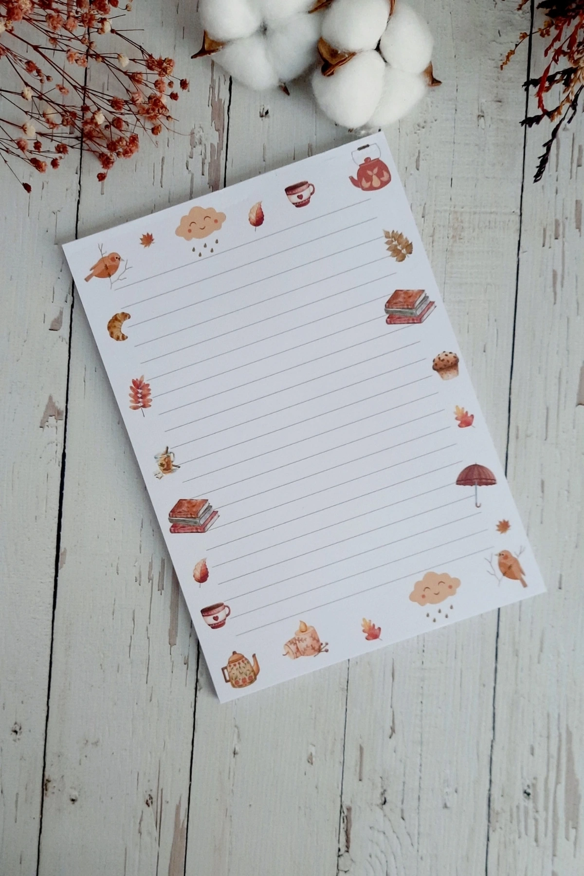 Sonbahar Kış Çizgili A5 Notepad, Memopad, Bloknot, Defter, Not Kağıdı, Not Defteri