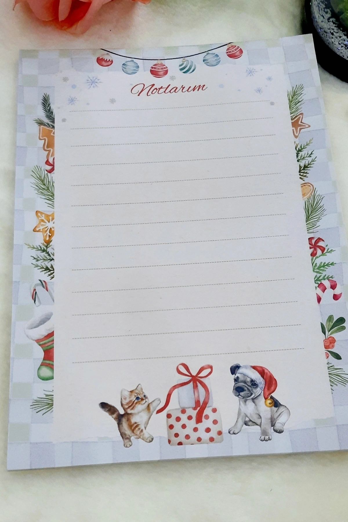 Yılbaşı Temalı Sevimli Hayvanlar A-5 Note Pad, Bloknot, Defter, Not Kağıdı, Not Defteri