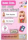 Barbie Temalı İsme Özel 186 Adet Defter-Kalem-Kitap Etiketi