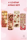 Aşk, Kitap, Sevgi, Gül Temalı 4Lü Kitap Ayracı Seti , Sevgililer Günü Hediye, Kitap Aşkı