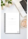 Beyaz Çiçekli, A5-Günlük Planlayıcı , Daily Planner, To Do List-Konsept Not Defteri, Notepad