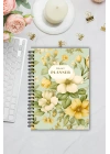 Soft Yeşil Çiçekli, A5-Günlük Planlayıcı , Daily Planner, To Do List-Konsept Not Defteri, Notepad
