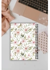 Pembe Çiçekli, A5-Günlük Planlayıcı , Daily Planner, To Do List-Konsept Not Defteri, Notepad