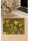 Altın Çiçek Tasarım A5-Haftalık Planlayıcı , Weekly Planner, To Do List-Konsept Not Defteri