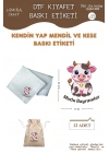 Sevimli Öküz Mutlu Bayramlar, Mendil ve Kese Baskı Kağıdı, Kumaşa Ütü ile Yapışan DTF Transfer, Kurban Bayramı