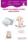 Renkli Kalpli Kuzucuk Mutlu Bayramlar, Mendil ve Kese Baskı Kağıdı, Kumaşa Ütü ile Yapışan DTF Transfer, Kurban Bayramı