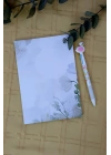 Beyaz Çiçekli A5 Notepad Memopad Bloknot Defter Not Kağıdı Not Defteri