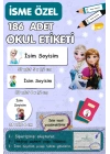 Elsa Temalı İsme Özel 186 Adet Defter-Kalem-Kitap Etiketi