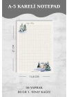 Kareli Yılbaşı Karlı Orman, A5 Notepad, Memopad, Bloknot, Not Defteri, Okul Defteri, Check List