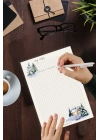 Kareli Yılbaşı Karlı Orman, A5 Notepad, Memopad, Bloknot, Not Defteri, Okul Defteri, Check List