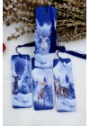 Karlı Ormanda Geyik Manzaralı Yılbaşı Temalı Püsküllü Kitap Ayracı (4 LÜ SET)