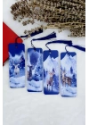 Karlı Ormanda Geyik Manzaralı Yılbaşı Temalı Püsküllü Kitap Ayracı (4 LÜ SET)