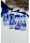 Karlı Ormanda Geyik Manzaralı Yılbaşı Temalı Püsküllü Kitap Ayracı (4 LÜ SET)