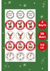 Mutlu Yıllar Sticker Seti - Yılbaşı Temalı Sticker 3,5 cm 30 Adet