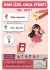 Peri Kızları Temalı İsme Özel 186 Adet Defter-Kalem-Kitap Etiketi