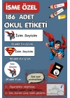 Superman Temalı İsme Özel 186 Adet Defter-Kalem-Kitap Etiketi