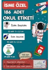 Uzay ve Astronot Temalı İsme Özel 186 Adet Defter-Kalem-Kitap Etiketi