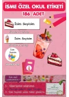 Yaz Meyve Pasta Dondurma İçecekler Temalı İsme Özel 186 Adet Defter-Kalem-Kitap Etiketi