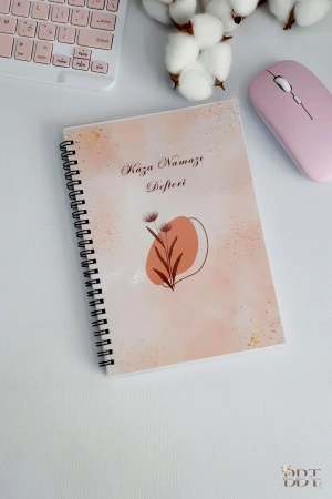 10 Yıllık Kaza Namazı Defteri / Takip Çizelgesi - A-5 Telli Kahverengi Çiçekli