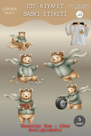 Teddy Bear, Pilot Ayı , Kumaşa Baskı Yapılabilen Ütü ile Yapışan DTF Tekstil Transfer Baskı Kağıdı