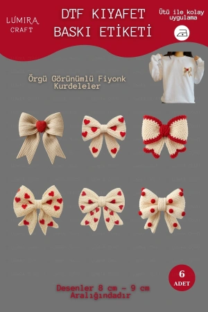 Örgü Görünümlü Fiyonk Kurdeleler, Sevgililer Günü, Kumaşa Ütü ile Yapışan DTF Transfer Baskı Kağıdı