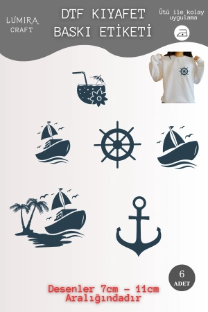 Deniz, Gemi, Çapa, Dümen, Marine Kumaşa Ütü ile Yapışan DTF Transfer Baskı Kağıdı