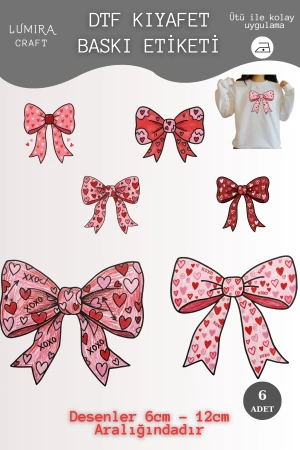 Kalpli Fiyonk Kurdeleler Sevgililer Günü Kumaşa Ütü ile Yapışan DTF Transfer Baskı Kağıdı