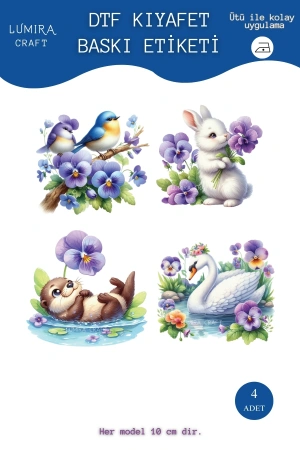 Çiçekli Bahar Haynvanları, Spring Kumaşa Ütü ile Yapışan DTF Transfer Baskı Kağıdı