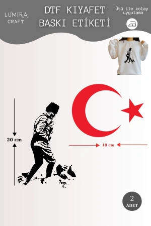 Atatürk ve Ay Yıldız Baskılı Kumaşa Ütü ile Yapışan DTF Transfer Baskı Kağıdı