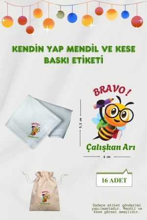 Çalışkan Arı Mendil ve Kese Baskı Kağıdı, Ütü ile Yapışan DTF Transfer, Mezuniyet, Okuma Bayramı