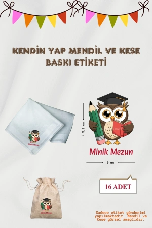 Minik Mezun Mendil ve Kese Baskı Kağıdı, Ütü ile Yapışan DTF Transfer, Mezuniyet, Okuma Bayramı