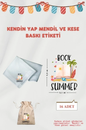 Book Summer Mendil ve Kese Baskı Kağıdı, Okuma Bayramı, Ütü ile Yapışan DTF Transfer, Mezuniyet,