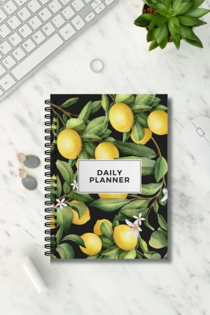 Limon Bahçesi A5 Boy Günlük Planlayıcı Defter , 60 Yaprak - 120 Sayfa, Konsept Not Defteri, Notepad