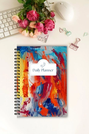 Renkli Fırça Darbeli- A5 Boy Günlük Planlayıcı , Daily Planner, To Do List-Konsept Not Defteri