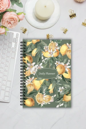 Limon Çiçeği, A5-Günlük Planlayıcı , Daily Planner, To Do List-Konsept Not Defteri, Notepad
