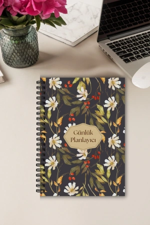 Vintage Çiçekli, A5-Günlük Planlayıcı , Daily Planner, To Do List-Konsept Not Defteri, Notepad