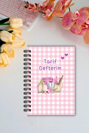 Pembe Pötikare Yemek Tarif Defteri / Tel Spiralli - 50 Yaprak-100 Sayfa / A5