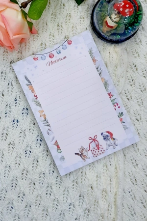 Yılbaşı Temalı Sevimli Hayvanlar A-5 Note Pad, Bloknot, Defter, Not Kağıdı, Not Defteri